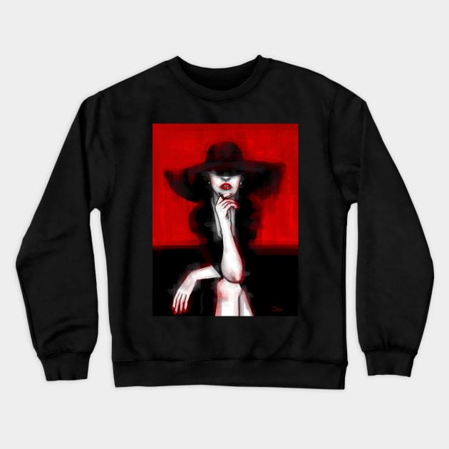 Portrait of a lady in black Crewneck Sweatshirt by daridesign